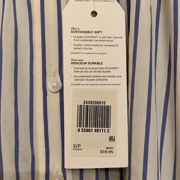 White and blue striped Levi’s blouse. - Picture 4 of 4